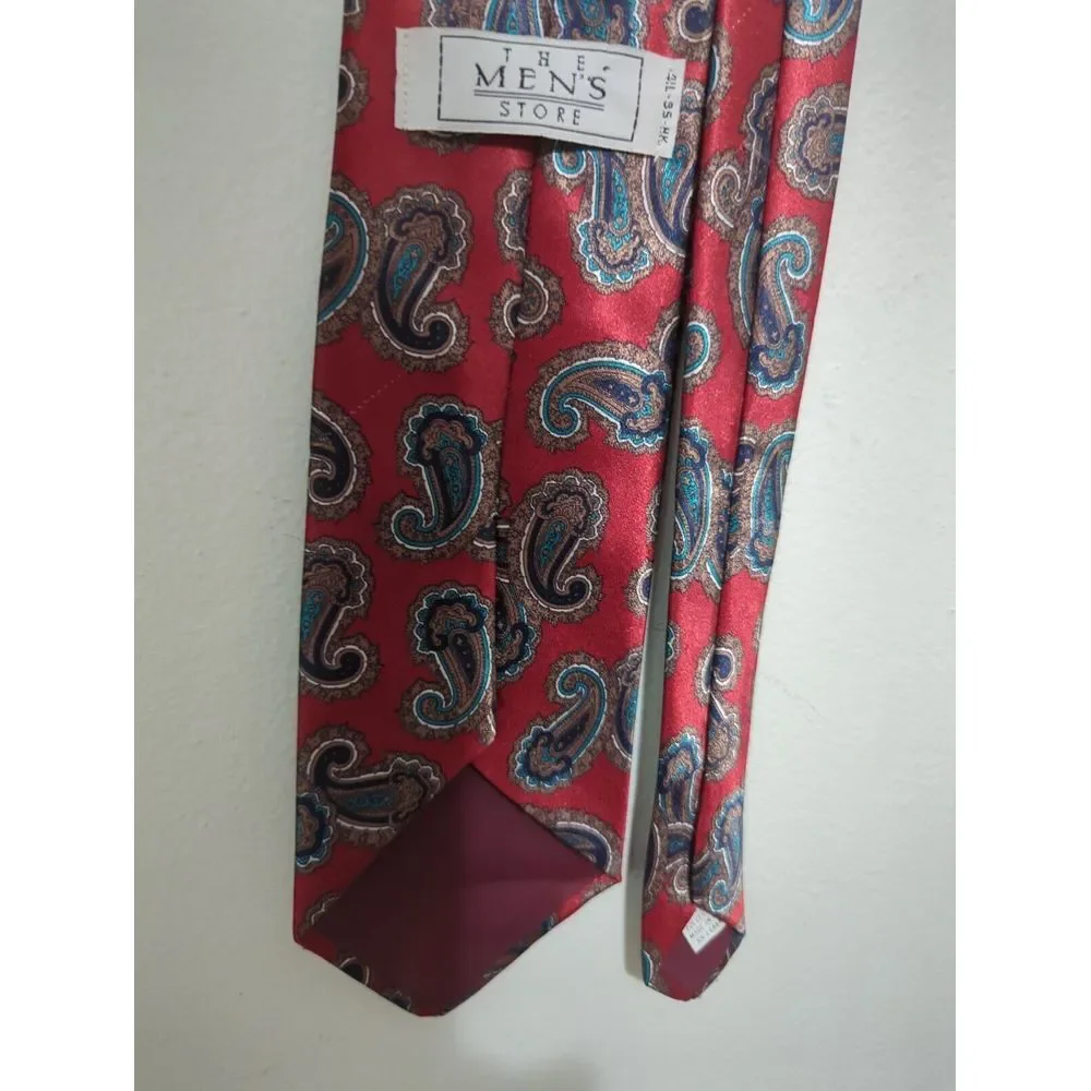 The‎ Men's Store Red Paisley Polyester Necktie Made in USA Vintage Style Tie